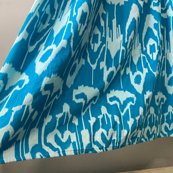 Handmade Plus Size Cotton Blue Pattern Elastic Straps Dress - Picture 14 of 16